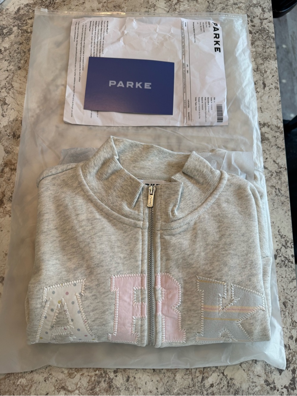 PARKE patchwork zip up mockneck